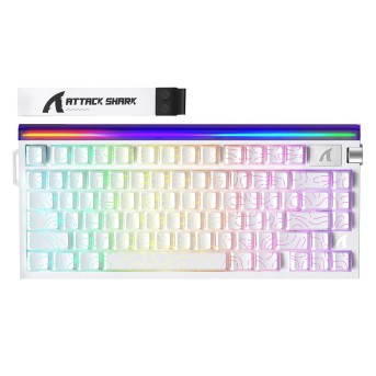 Клавиатура Attack Shark R85 HE White Contour, 75%, Magnetic Purple Mandrel, EN, Wired USB-C в Metoo.kz - Metoo (1)
