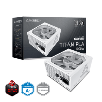 Блок питания Montech 1000W, TITAN PLA 1000W, Full Modular, 80+ PLATINUM, КПД 90%, Fan 135mm, Белый в Metoo.kz - Metoo (1)