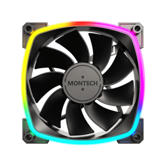 Вентилятор для корпуса Montech RX120 3 in 1 Pack (B) 3x(120x120x25mm)/800-1600RPM/59CFM/Rever Черный в Metoo.kz - Metoo (1)