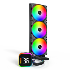 Водяное охлаждение для CPU Montech HyperFlow Digital 360 (B) TDP 350W 3x120 115x-1851/AM3-AM5 Blac..