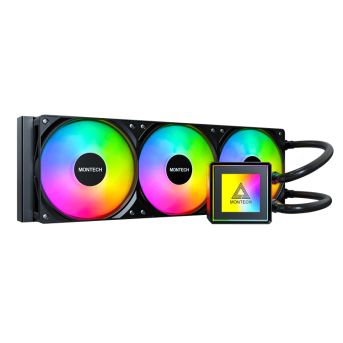 Водяное охлаждение для CPU Montech PureFlow ARGB 360 (B) TDP 320W 3x120 115x-1851/AM4/AM5 Black в Metoo.kz - Metoo (1)