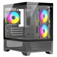 Корпус Wintek Crystal 395-B TG, mATX, USB 1*3.0/1*2.0, 3*12cm ARGB PWM (контр. + пульт д/у)..