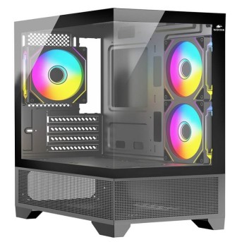 Корпус Wintek Crystal 395-B TG, mATX, USB 1*3.0/1*2.0, 3*12cm ARGB PWM (контр. + пульт д/у) в Metoo.kz - Metoo (1)