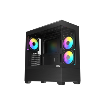 Корпус AOC CG393B 3F ATX/M-ATX/ITX 2xUSB(2.0/3.0) 1xType-C 1xAudio/Mic Черный AOC-CG393-BF3V1R0UD-G в Metoo.kz - Metoo (1)