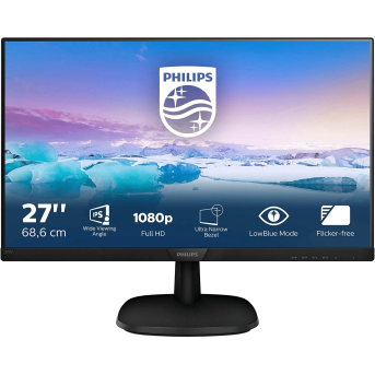 Монитор 27" PHILIPS 273V7QJAB (00/<wbr>01) IPS 1920x1080 75Hz 4мс 250кдм 1000:1 VGA HDMI DP 2x2W Черный - Metoo (1)