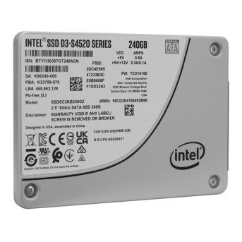 Intel SSD D3-S4520 Series (240GB, M.2 80mm SATA 6Gb/<wbr>s, 3D4, TLC) Generic Single Pack - Metoo (1)