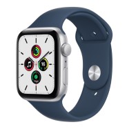 Apple Watch SE GPS, 44mm, Silver Aluminium Case with White Sport Band - Regular (MNK23GK/A)