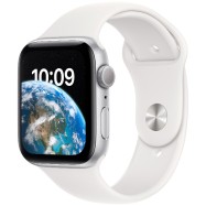 Apple Watch SE GPS, 40mm, Silver Aluminium Case with White Sport Band - Regular (MNJV3GK/A)