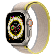 Apple Watch Ultra GPS Cellular, 49mm, Titanium Case with Yellow/Beige Trail Loop -S/M (MNHK3GK/A)(MNHK3RB/A)