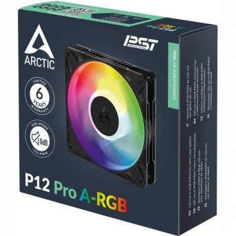 Кулер для корпуса ARCTIC P12 Pro A-RGB (Black), ACFAN00309A, 12cm, 600-3000rpm, 4Pin, Fluid Dyn. в Metoo.kz - Metoo (5)