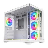 Компьютерный корпус FSP M341-WA, Без БП, 2xUSB3.0/Type-C, 7xARGB 120mm, 2xGlass, White, ATX..