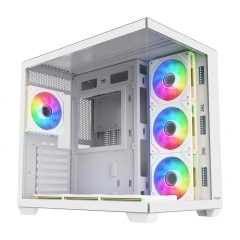 Компьютерный корпус FSP M341-WA, Без БП, 2xUSB3.0/Type-C, 7xARGB 120mm, 2xGlass, White, ATX..