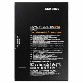 Твердотельный накопитель 250GB SSD Samsung 870 EVO 2,5" SATA3 R560Mb/s W530MB/s MZ-77E250BW в Metoo.kz - Metoo (7)