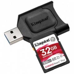 Карта памяти SD, Kingston Canvas React Plus, 32GB, SDR2/32GB, UHS-II, R300/W260..