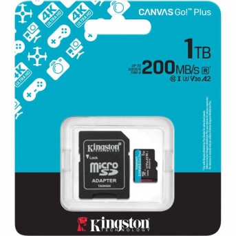 Карта памяти MicroSD, Kingston Canvas Go! Plus Gen4, 1TB, SDCG4/<wbr>1TB, Class 10, UHS-I, R200/<wbr>W160 - Metoo (2)