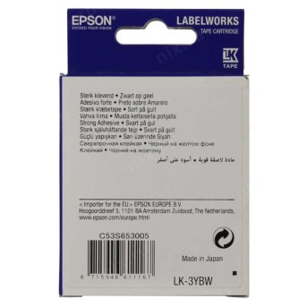 Лента повышенной адгезии Epson C53S653005, LK-3YBW, 9 мм, желтая/черная, 9м в Metoo.kz - Metoo (3)