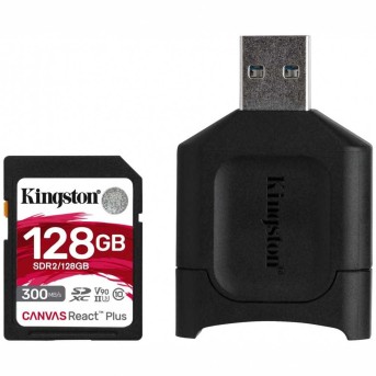 Карта памяти SD, Kingston Canvas React Plus, 128GB, SDR2/128GB, UHS-II, R300/W260 в Metoo.kz - Metoo (1)