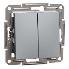 Выключатель двухклавишный SE EPH0300162 Asfora мех.быстрозажимной СТАЛЬ