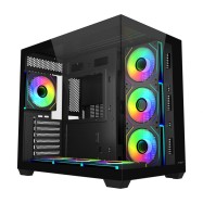 Компьютерный корпус FSP M341-BA, Без БП, 2xUSB3.0/Type-C, 7xARGB 120mm, 2xGlass, Black, ATX..