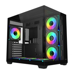 Компьютерный корпус FSP M341-BA, Без БП, 2xUSB3.0/Type-C, 7xARGB 120mm, 2xGlass, Black, ATX..