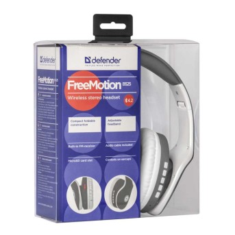 Наушники-гарнитура беспроводные Defender FreeMotion B525 серый+белый, BT - Metoo (4)