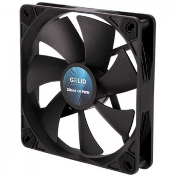 Кулер для корпуса GELID SILENT 14 PWM BLACK, FN-PX14-16, 14cm, 750-1500rpm, 4Pin, Hydro Dynamic в Metoo.kz - Metoo (1)