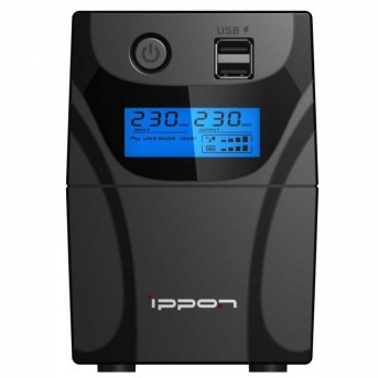 ИБП Ippon Back Power Pro II 700, 700VA, 420ВТ, AVR 162-290В, 4хС13, управление по USB, RJ-45, LCD, без кабелей - Metoo (2)