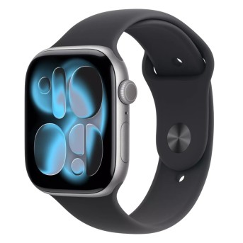 Apple Watch Series 11 GPS 42mm Space Grey Aluminium Case with Black Sport Band - S/M,Model A3331 в Metoo.kz - Metoo (1)