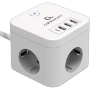 Сетевой фильтр Cablexpert Cube CUBE-3-CU3-W-1.5, 3р, 10А, 1xType-C PD, 3xUSB, 1.5м, ур.защ.4+ белы..