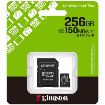 Карта памяти microSDXC 256GB, Kingston SDCS3/256GB, Canvas Select Plus Gen3, A1, 100M/s, +adapter в Metoo.kz - Metoo (2)