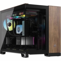CORSAIR 2500X Micro ATX Dual Chamber PC Case - Black/<wbr>Walnut Wood
