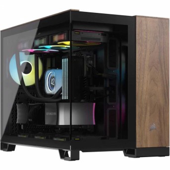 CORSAIR 2500X Micro ATX Dual Chamber PC Case - Black/Walnut Wood в Metoo.kz - Metoo (1)