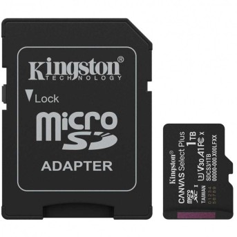 Карта памяти microSDXC 1TB, Kingston SDCS3/1TB, Canvas Select Plus Gen3, A1, V10, 100M/s, +adapter в Metoo.kz - Metoo (1)