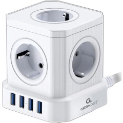 Сетевой фильтр Cablexpert Tower 5р, TWR-5-U4-W-3, 10А, 4хUSB, 3.1А, 3м, ур.защ. 4+, коробка белый..