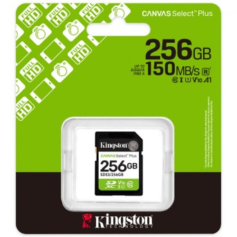 Карта памяти SD, Kingston Canvas Select Plus 256Gb, SDS3/256GB, UHS-I, U1, V10, 150Мб/с в Metoo.kz - Metoo (2)
