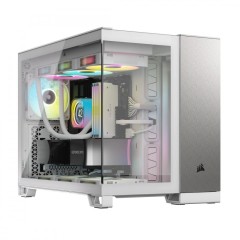 CORSAIR 2500X Micro ATX Dual Chamber PC Case - White/Satin Gray Aluminum..