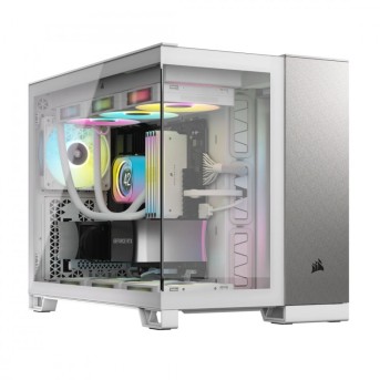 CORSAIR 2500X Micro ATX Dual Chamber PC Case - White/Satin Gray Aluminum в Metoo.kz - Metoo (1)