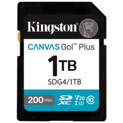 Карта памяти SD, Kingston Canvas Go! Plus, 1TB, SDG4/1TB, Class 10, UHS-I, R200/W160..