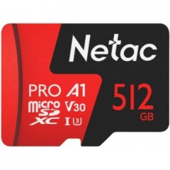Карта памяти MicroSD, Netac P500 Extreme Pro 512GB 100MB/<wbr>s Class 10, V30/<wbr>A1/<wbr>U3, retail pack