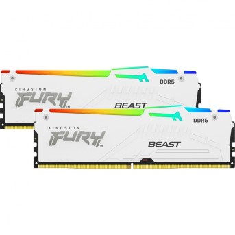 Модуль памяти Kingston Fury Beast White RGB EXPO, DDR5 DIMM 64Gb KIT (2x32Gb) 5600MHz CL36 в Metoo.kz - Metoo (1)