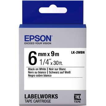 Лента Epson C53S652003 LK-2WBN Стандартная лента 6мм, Бел./Черн.,9м в Metoo.kz - Metoo (1)