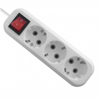 Удлинитель с заземлением Defender L330 16 А, 7 м, 3 розетки, выключ, белый в Metoo.kz - Metoo (2)