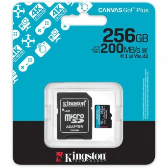 Карта памяти MicroSD, Kingston Canvas Go! Plus Gen4, 256GB, SDCG4/256GB, Class 10, UHS-I, R200/W160 в Metoo.kz - Metoo (2)