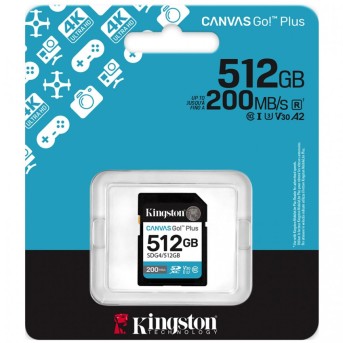 Карта памяти SD, Kingston Canvas Go! Plus, 512GB, SDG4/512GB, Class 10, UHS-I, R200/W160 в Metoo.kz - Metoo (2)