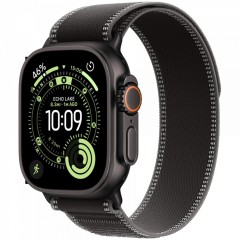 Apple Watch Ultra 3 GPS + Cellular 49mm Black Titanium Case with Black/Charcoal Trail Loop - S/M,M..