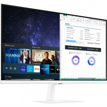 Монитор жидкокристаллический Samsung LS27AM501NIXCI 27" Smart M5 16:9, 1920x1080 60Hz, VA, плоский, 250cd/m2, 8ms, H178°/V178°, HDMIx2, USBx2, Smart -WiFi5, BT4.2, AS, Пульт ДУ, белый в Metoo.kz - Metoo (1)