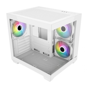 Компьютерный корпус FSP S140-WA, Без БП, 1xUSB3.0/2xUSB2.0, 3xARGB 120mm, Glass, White, mATX(SFF) в Metoo.kz - Metoo (2)