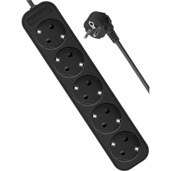 Удлинитель с заземлением Defender M518 1.8 м, 5 розеток, черный в Metoo.kz - Metoo (3)