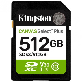 Карта памяти SD, Kingston Canvas Select Plus 512Gb, SDS3/512GB, UHS-I, U3, V30, 150Мб/с в Metoo.kz - Metoo (1)