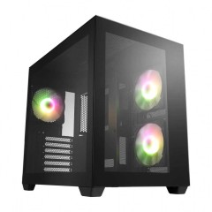 Компьютерный корпус FSP CMT380B (ARGB), Без БП, 2xUSB3.0/<wbr>Type-C, 3xFAN120 ARGB, 2xGlass, Black, ATX